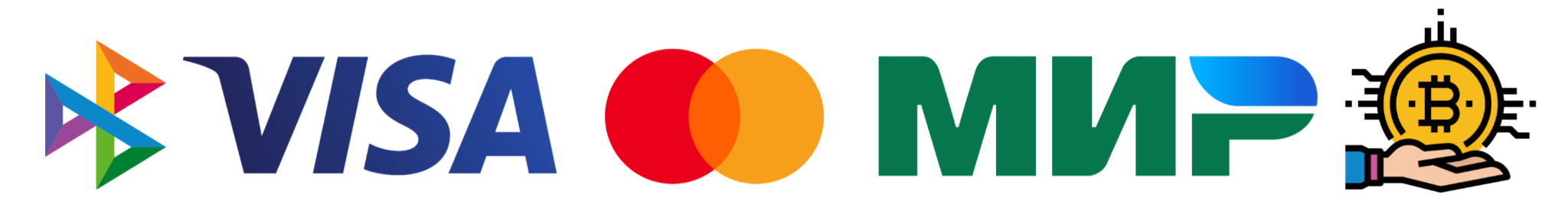 Visa, Mastercard, Мир и криптовалютные способы оплаты